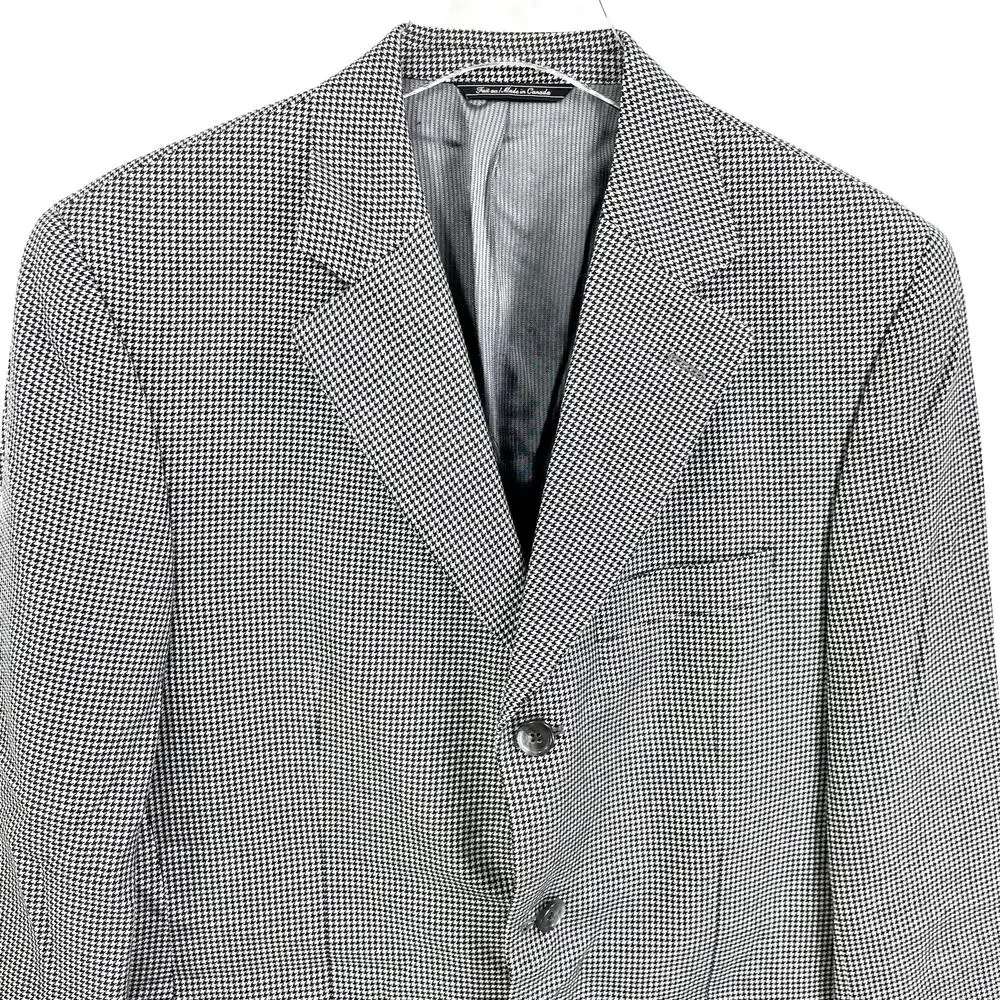 JACK VICTOR Cashmere Black White Houndstooth Blazer Suit Jacket